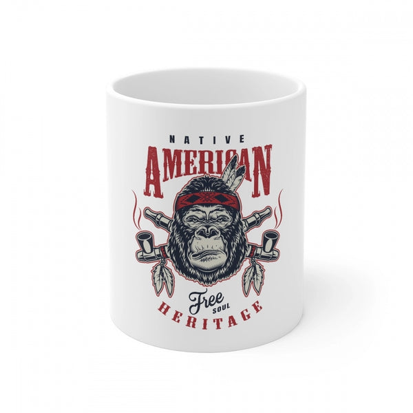 Ceramic Gorila Desing Printed Coffee Mug (Color: White, Capacity:330ml)