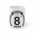 Ceramic 8th Anniversary Printed Coffee Mug (Color: White, Capacity:330ml)