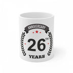 Ceramic 26th Anniversary Printed Coffee Mug (Color: White, Capacity:330ml)