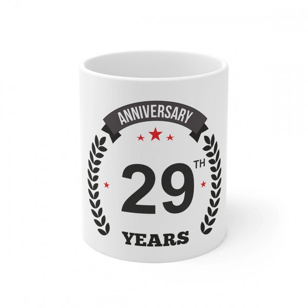 Ceramic 29th Anniversary Printed Coffee Mug (Color: White, Capacity:330ml)