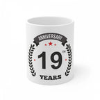 Ceramic 19th Anniversary Printed Coffee Mug (Color: White, Capacity:330ml)