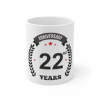 Ceramic 22nd Anniversary Printed Coffee Mug (Color: White, Capacity:330ml)