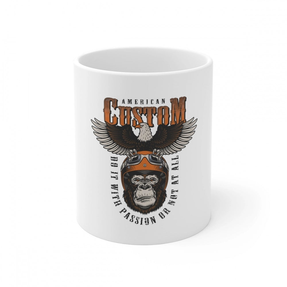 Ceramic Gorila Desing Printed Coffee Mug (Color: White, Capacity:330ml)