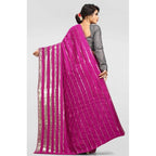 Women's Vichitra Saree with Blouse (Pink, 5-6 Mtrs)