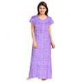 Women's Cotton Printed Maxi Nighty (Lavender)