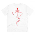 Men's PC Cotton Ganesh Printed T Shirt (Color: White, Thread Count: 180GSM)