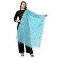 Women's Cotton Embroidered Dupatta (Aqua Blue, Length:  2.25 to 2.50 Mtr)