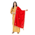Women's Velvet Gotta Patti Dupatta (Red, Length:  2.25 to 2.50 Mtr)