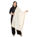 Women's Velvet Gotta Patti Dupatta (Off White, Length:  2.25 to 2.50 Mtr)