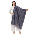 Women's Cotton Embroidered Dupatta (Dark Blue, Length:  2.25 to 2.50 Mtr)