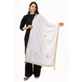 Women's Velvet Gotta Patti Dupatta (White, Length:  2.25 to 2.50 Mtr)