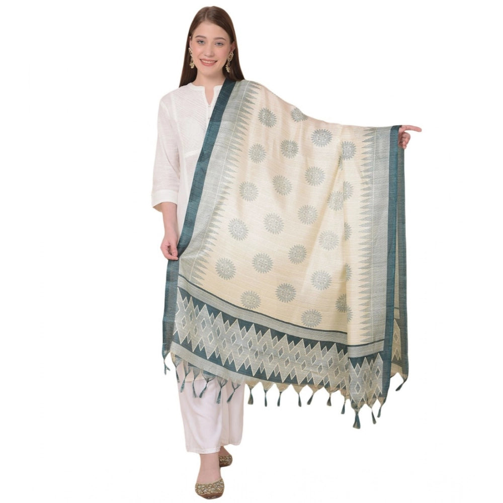 Women's Art Silk Printed Dupatta (Grey, Length:  2.25 to 2.50 Mtr)