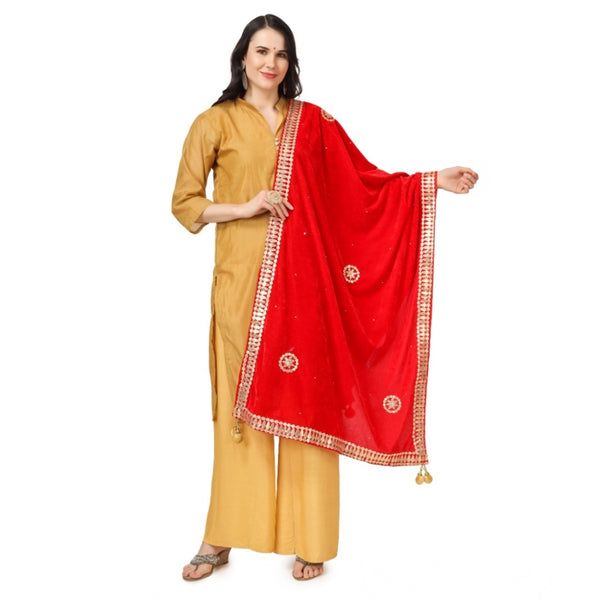 Women's Velvet Gotta Patti Dupatta (Red, Length:  2.25 to 2.50 Mtr)