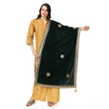 Women's Velvet Gotta Patti Dupatta (Green, Length:  2.25 to 2.50 Mtr)