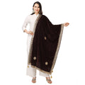 Women's Velvet Gotta Patti Dupatta (Brown, Length:  2.25 to 2.50 Mtr)