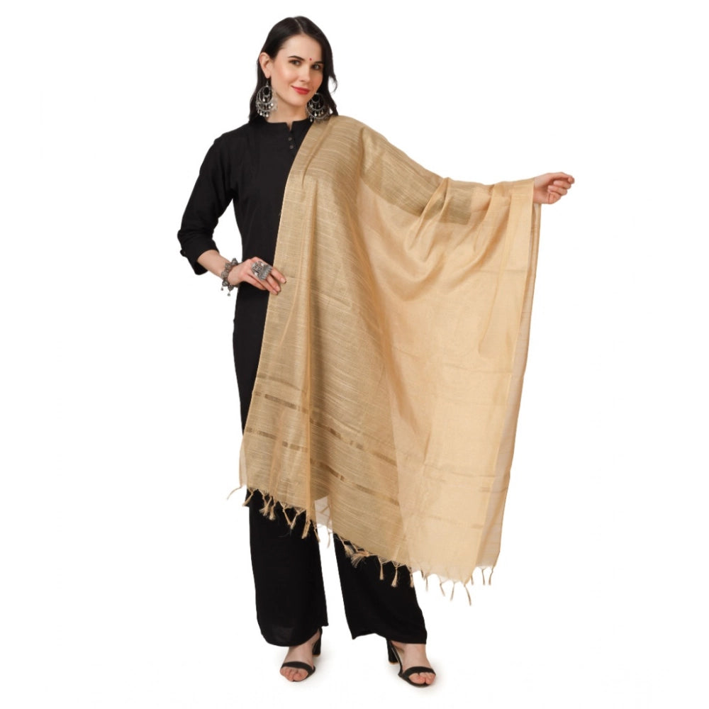 Women's Chanderi Solid Dupatta (Gold, Length:  2.25 to 2.50 Mtr)