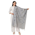 Women's Cotton Embroidered Dupatta (Grey, Length:  2.25 to 2.50 Mtr)