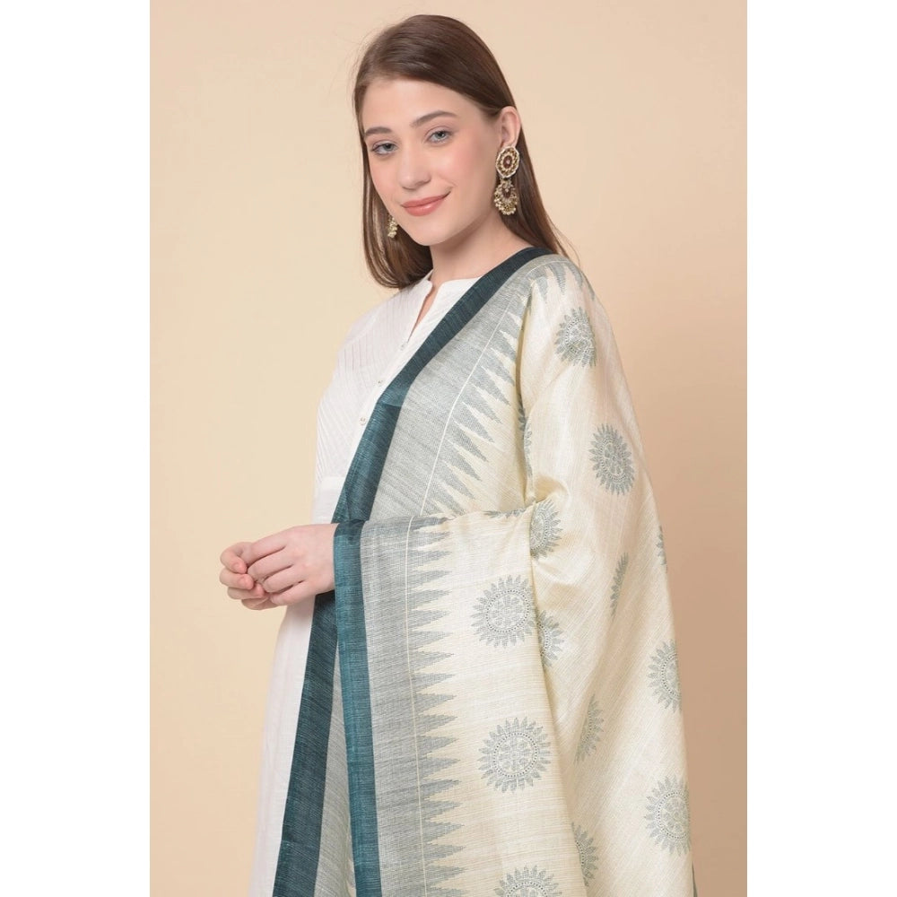 Women's Art Silk Printed Dupatta (Grey, Length:  2.25 to 2.50 Mtr)