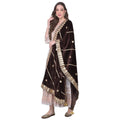 Women's Velvet Gotta Patti Dupatta (Brown, Length:  2.25 to 2.50 Mtr)
