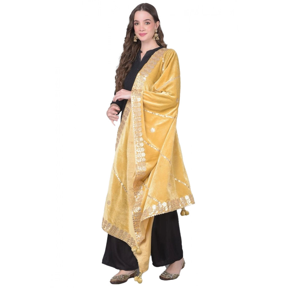 Women's Velvet Gotta Patti Dupatta (Gold, Length:  2.25 to 2.50 Mtr)