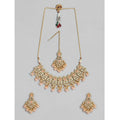 Women's Rose Gold Plated Alloy Necklace &amp; Earings Set (Pink)