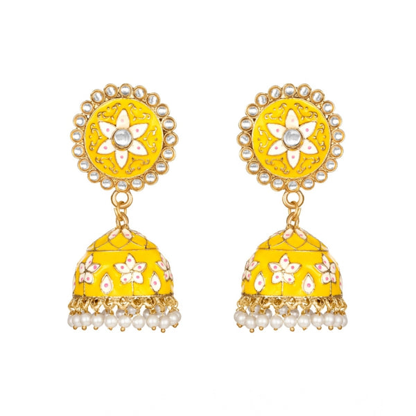 Women's Rose Gold Plated Alloy Earrings (Yellow)