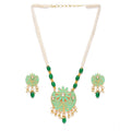 Women's Rose Gold Plated Alloy Necklace &amp; Earings Set (Green)