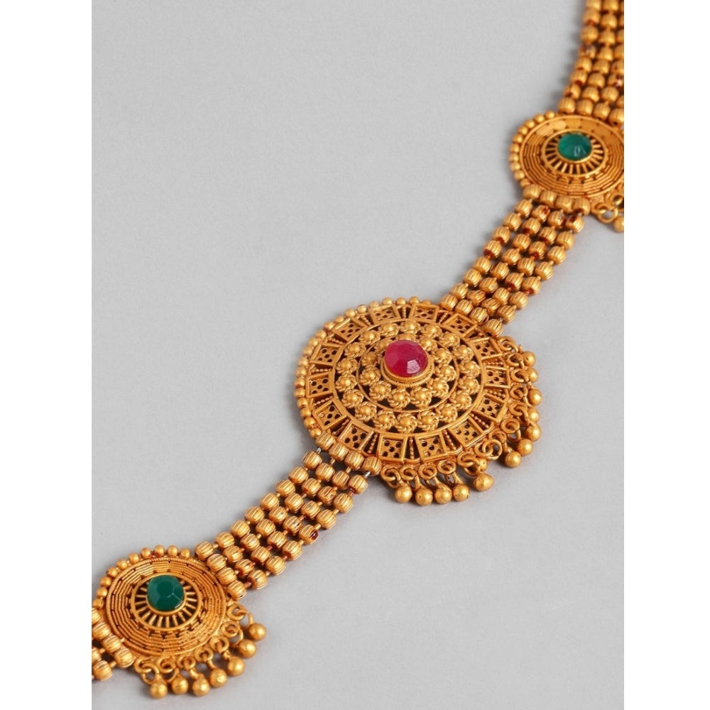 Women's Rose Gold Plated Alloy Necklace &amp; Earings Set (Multicolor)