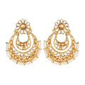 Women's Rose Gold Plated Alloy Kundan Earrings &amp; Mangtikka (White &amp; Gold)