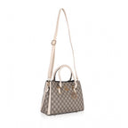 Women's Faux Leather Printed Handbag (Beige)