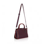 Women's Faux Leather Metal Beads Handbag (Wine Red)
