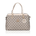 Women's Faux Leather Printed Handbag (Beige)