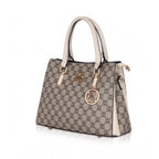 Women's Faux Leather Printed Handbag (Beige)