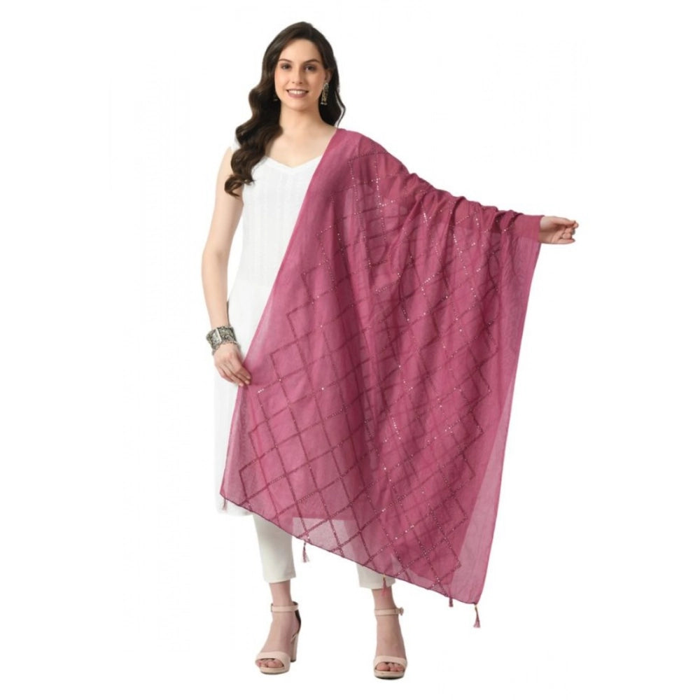 Women's Chanderi Self Design Dupatta (Levender, Length:  Free Size)