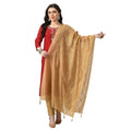 Women's Chanderi Self Design Dupatta (Gold, Length:  Free Size)