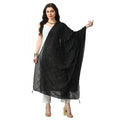Women's Chanderi Self Design Dupatta (Black, Length:  Free Size)