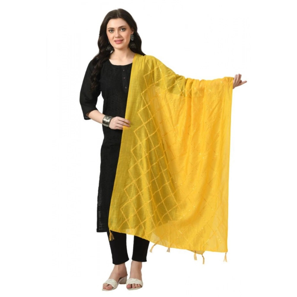 Women's Chanderi Self Design Dupatta (Yellow, Length:  Free Size)