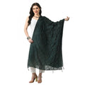 Women's Chanderi Self Design Dupatta (Green, Length:  Free Size)