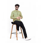 Men's Cotton Blended Printed Full Sleeve Shortkurta (Multicolor)