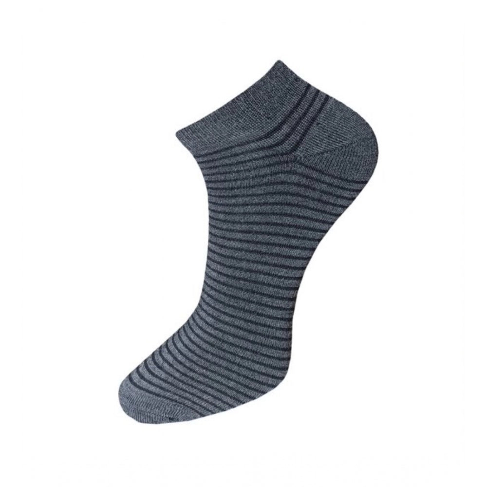 3_Pair Set Unisex Casual Cotton Striped Ankle Length Socks (Multicolor)