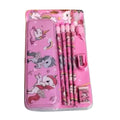 8_Pcs Set Unicorn Metal Pencil Box With 4 Pencils, 1 Sharpner, 1 Eracer And 1 Pencil Cap| Metal Box| Stationery | 3+ Years