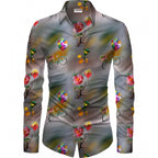 Men's Casual Floral Printed Cotton Blend Unstitched Shirt Fabric 1.6 Mtrs (Multicolor)