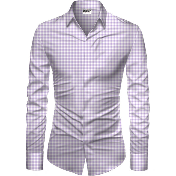 Men's Casual Floral Printed Cotton Blend Unstitched Shirt Fabric 1.6 Mtrs (Purple)