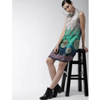 Women's Polyester Printed Sleeveless Above Knee Dress (Multicolor)
