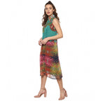 Women's Polyester Floral Sleeveless Below Knee Dress (Multicolor)