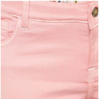 Women's Denim Solid Buttoned Jeans (Pink)