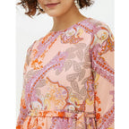 Women's Polyester Printed Long Sleeves Calf-length Dress (Multicolor)