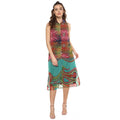 Women's Polyester Floral Sleeveless Below Knee Dress (Multicolor)