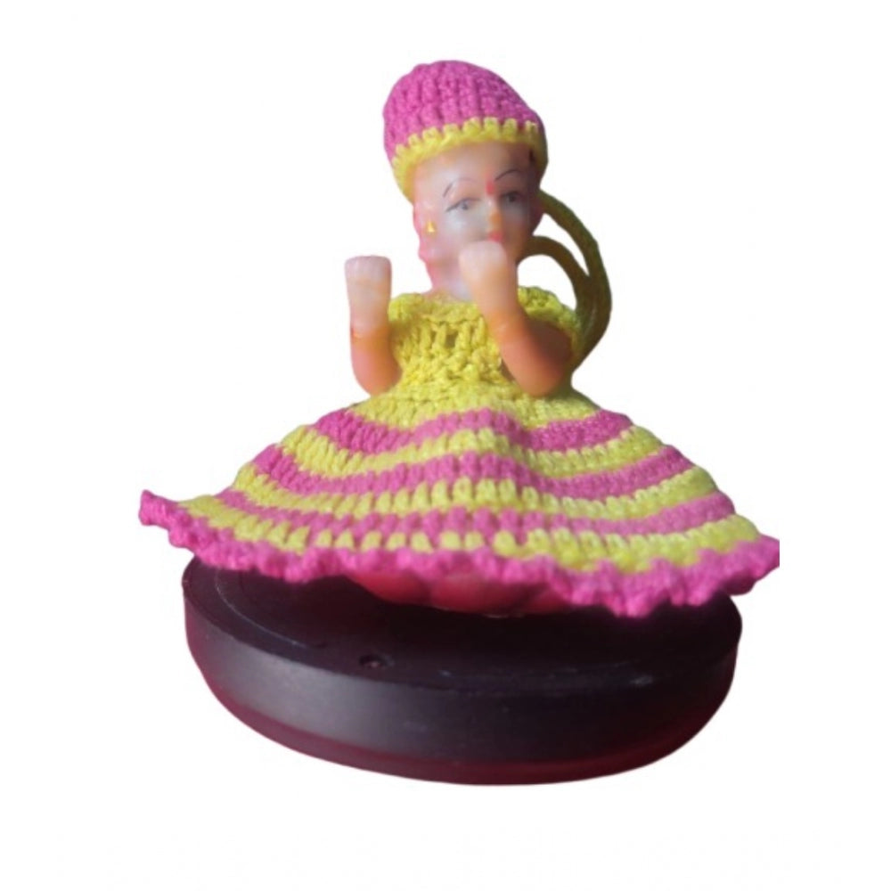 Laddu Gopal Tharad Dress Size: 0 To 6 (Pink-Yellow)