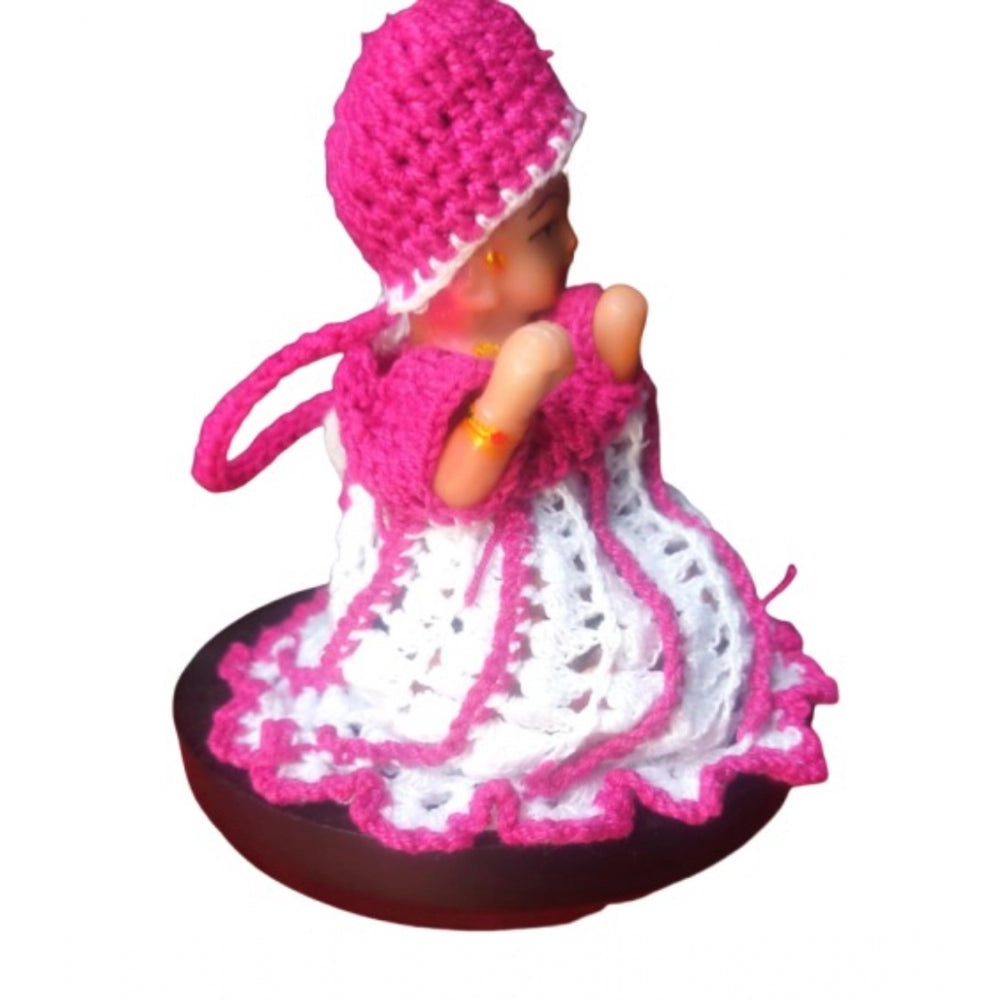 Laddu Gopal Tharad Dress Size: 0 To 6 (Pink-White)